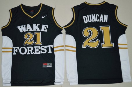 Maillot De Basket NCAA Wake Forest Demon Deacons Tim Duncan 21 College Basketball Noir